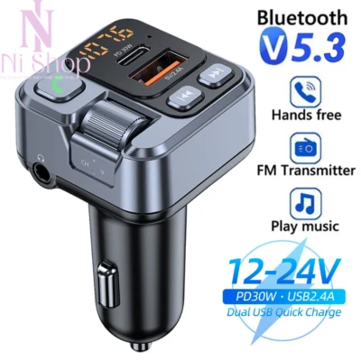 Car Bluetooth Receiver & FM Transmitter PD20W Fast Charging USB Digital Display