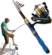 Telescopic Fishing Rod Freshwater Fishing Rod Reel Fishing Rod Combo 1.8m Fiberglass Miniature Spin Rod with Reel Combo Carrier Bag Included Saltwater Freshwater Kit Fishing Tackle Travel Fishing Rod