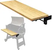 Iron Forge Tools 37.5x12 Wood Folding Grill Shelf Accessory - Charcoal Grill Accessories for Pellet Smoker Barbeque - Compatible with Traeger Pro 34, Pro 780, Ironwood 885 Series Texas Elite, Eastwood
