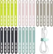 25 Pcs Silicone Cable Ties|Cable Straps|Cord Organizer|Cord Ties Cord Wrap,Cable Ties Reusable,High Elasticity Cord Wraps for Bundling Earphone, Phone Charger, Computer Cords (Multicolor)