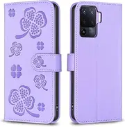 for Oppo A96, Wallet Case with 3 Card Solts 1 Cash Slot,PU Leather Flip Shockproof Kickstand Phone Case Compatible with Oppo A96 4G 6.59 inch(Purple)