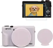 TYUANDOUER G7X Mark III Case & LCD Screen Protector Accessories Kit, Soft Silicone Case for Canon Powershot G7X Mark III Camera, Lightweight Protective Case Cover for G7X3 G7X III - Jelly Pink