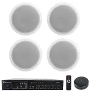 Rockville Commercial 70v Amp+Wifi Receiver+(4) 6" Ceiling Speakers 4 Restaurant