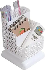 Pencil Holder for Desk | 3 Compartment Desk Organizers and Accessories - Art Supply Storage Box, Hollow Design, for School, Home, Desk, Vanity Table