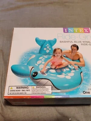 Intex Bashful Blue Whale Ride On Inflatable Float Toy