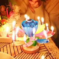 在飛比找momo購物網優惠-生日驚喜蓮花旋轉音樂蠟燭2入(生日派對 氣球佈置 造型 蛋糕