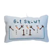 Got Snow, Snowmen, Buttons Cross Stitch Christmas Ornament Tuck Pillow Finished
