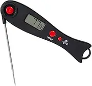 Cabilock Instant Read Digital Folding Meat Thermometer LCD Display Cooking Tool for BBQ Grilling Kitchen Use Black Red Electronic Probe Thermometer for Accurate Measurement