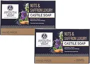 Ayouthveda Nuts & Saffron Luxury Castile Soap, Saffron Soap, Handmade Soap, Castile Soap, Rejuvenates & Rewinds Skin Damage, 100 Gm (Pack of 2)