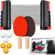 MYLEUS Portable Ping Pong Set with Retractable Net, 2 Paddles, 6 Balls, Stora...