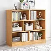 Hbluefat 7 Cube Bookcase, Freestanding 3-Tier Open Bookshelf, Modern Storage Display Cabinet, Wood Cube Storage Organizer for Home Office, Living Room, Bedroom (Wood)