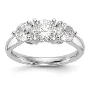 14K White Gold 3 Stone Diamond Peg Set Engagement Ring
