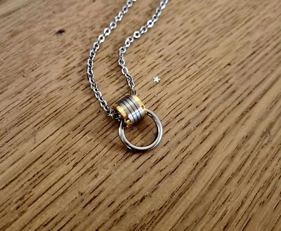 Discreet submissive day collar BDSM Stainless Steel O Ring Necklace gold silver