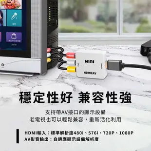 【JHS】HDTV轉AV 視訊轉換盒 HDMI to AV 轉接盒 可接HDMI電視盒 三色 RCA 老電視可用