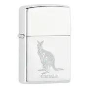Zippo Lighter - Australian Kangaroo High Polish Chrome