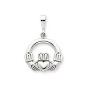 14k White Gold Claddagh Pendant