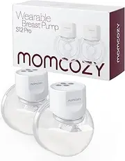 Momcozy Breast Pump Hands-Free S12 Pro, Wearable & Portable Pump with Soft DoubleFit Flange 24mm, 3 Modes & 9 Levels Electric Breast Pump Portable for Easy Pumping, Smart Display (White, 2 Count)