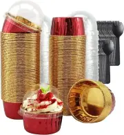 Cupcake Liners with Dome Lids 100 Pack5.5Oz Foil Baking Cups Muffin Tin Large