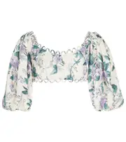[Zimmermann] Zimmermann Cassia floral linen crop top AU 14 blue