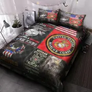 v1474 Bed Sheets Us Marine Corps Quilt Duvet Cover Set Bedding Comforter Cover Kids Double3-Piece Bedding Set (1 Duvet Cover + 2 Pillow Shams) Bed She