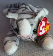 Ty Beanie Baby 1997 PRANCE the silver tabby cat WITH TAGS PVC pellets