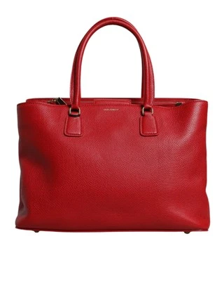 Dolce & Gabbana Pebbled Leather Tote Bag Women Red
