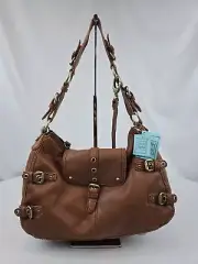 NWT Cynthia Rowley Bag Soft Brown Leather Motorcycle Handbag Double Strap