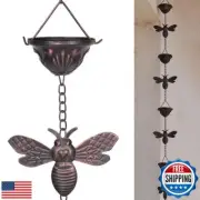 SMQLJXC 8.5Ft Bee and Cup Rain Chain Outdoor Decorative Rain Gutter Drain Rai
