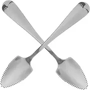 LABRIMP 2sets Stainless Steel Serving Spoons Set Long Handle Fruit Serrated Stirring Utensils 2pcs*2
