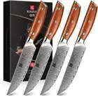 Damascus Steel 4Pcs Steak Knife Set 5 Inch Premium Dinner Knife Set Sharp Kitch