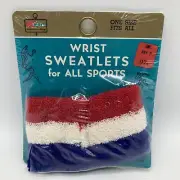 Vintage Kmart Wrist Sweatband Sports Sweatlets Red White Blue Terry NOS