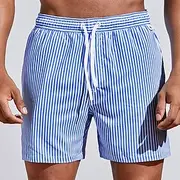 Men's Board Shorts Swim Shorts Swim Trunks Summer Shorts Beach Shorts Drawstring with Mesh lining Elastic Waist Graphic Stripe Breathable Soft Short Casual Dai