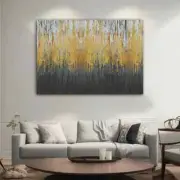 Gold And Black Abstract Paint, Modern Unframed Canvas Print Australian Wall Art