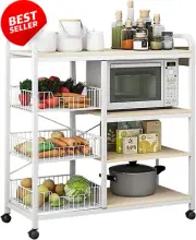 4-Tier Kitchen Storage Shelf Baker Rack Microwave Stand Multifunction Organizer