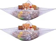 Jumbo Toy Hammock -2PACK- Organize stuffed animals or children's toys with this mesh hammock. Looks great with any décor while neatly organizing kid's toys and stuffed animals. Expands to 5.5 feet.