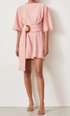 Bec & Bridge Ollie Mini Dress Musk Pink Belted - Size 12 - Brand New With Tags