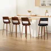 4x Wooden Bar Stools Swivel Bar Stool Kitchen Dining Chair Cafe Black 76cm