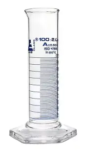 Eisco Labs 100ml Measuring Cylinder, Class A, Squat Form - Borosilicate Glass