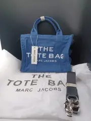 Marc Jacobs Peacock DENIM BLUE The Tote Bag Purse Small 10"