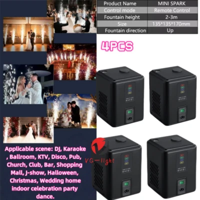 4PCS 350W Mini Cold Spark Firework Machine Stage Effect DMX Machine Party Disco
