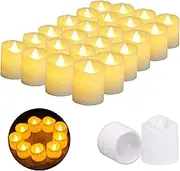 DOTOTO 24-Pack LED Flameless Tea Lights, Battery Operated Votive Candles with Realistic Flicker Effect, Warm White, for Wedding, Valentine's Day, Halloween, Christmas, Festival Celebration