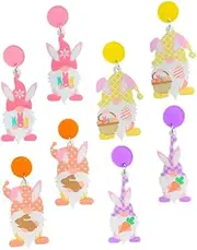 [VALICLUD] Acrylic Easter Bunny Earrings 4 Pairs Gnome Ornament Rabbit Pendant Eardrop for Girls Festival Present
