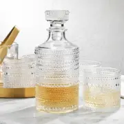 Whiskey Decanter Set for Men 4 Rocks Drinking Glasses for Spirits Whiskey