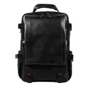 Men Solid Casual Multifunction Laptop Flap Backpack Black