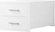 BOLUO Stackable Storage Drawers Narrow Closet Organizers and Storage Fabric White 2 Drawer Dresser for Bedroom Modern