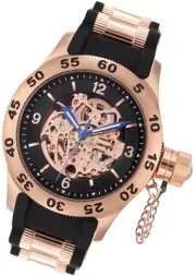 Rougois Rose Gold Tone Automatic Skeleton Naval Diver Watch
