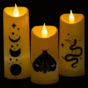 LED Flameless Halloween Candle Set 3-Count Snake Butterfly Moon Battery Operated