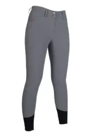 HKM TAMPA RIDING BREECHES SILICONE KNEE PATCH EQUESTRIAN HORSE BREECH NEW GREY