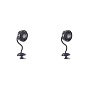 2x Koolmaxx Portable Flexible Clip Electric Rechargable Fan 37x10x12cm Black