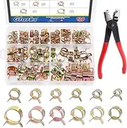Glarks 121Pcs 12 Sizes 7-22mm Spring Band Type Clips Fuel Silicone Vacuum Hose Pipe Clamp Low Pressure Air Clip Clamp Fasteners Assortment Kit with 1Pc Clic-R Hose Clamp Pliers